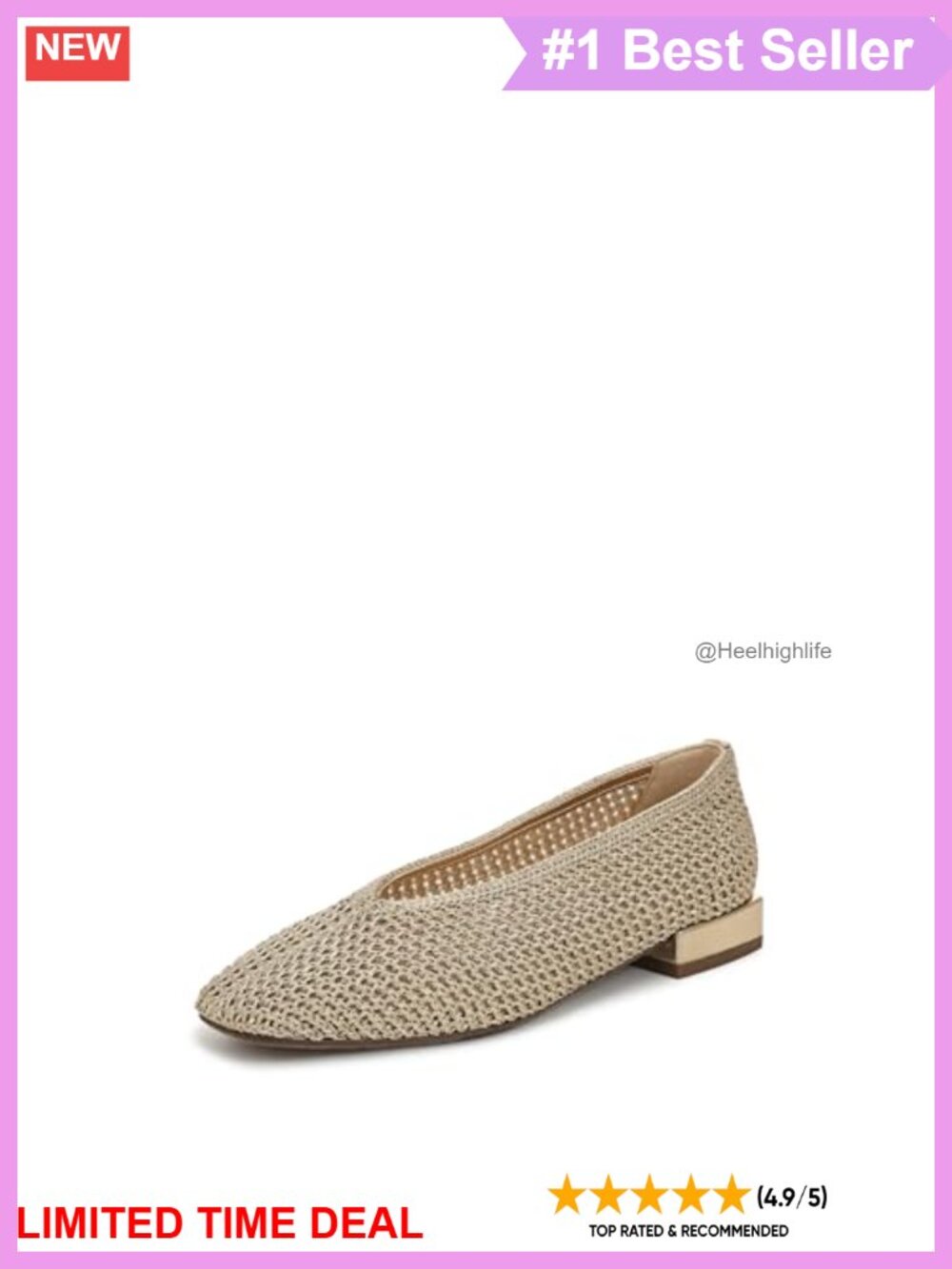 Knit Ballet Flats Slip-On Square Toe Casual Shoes